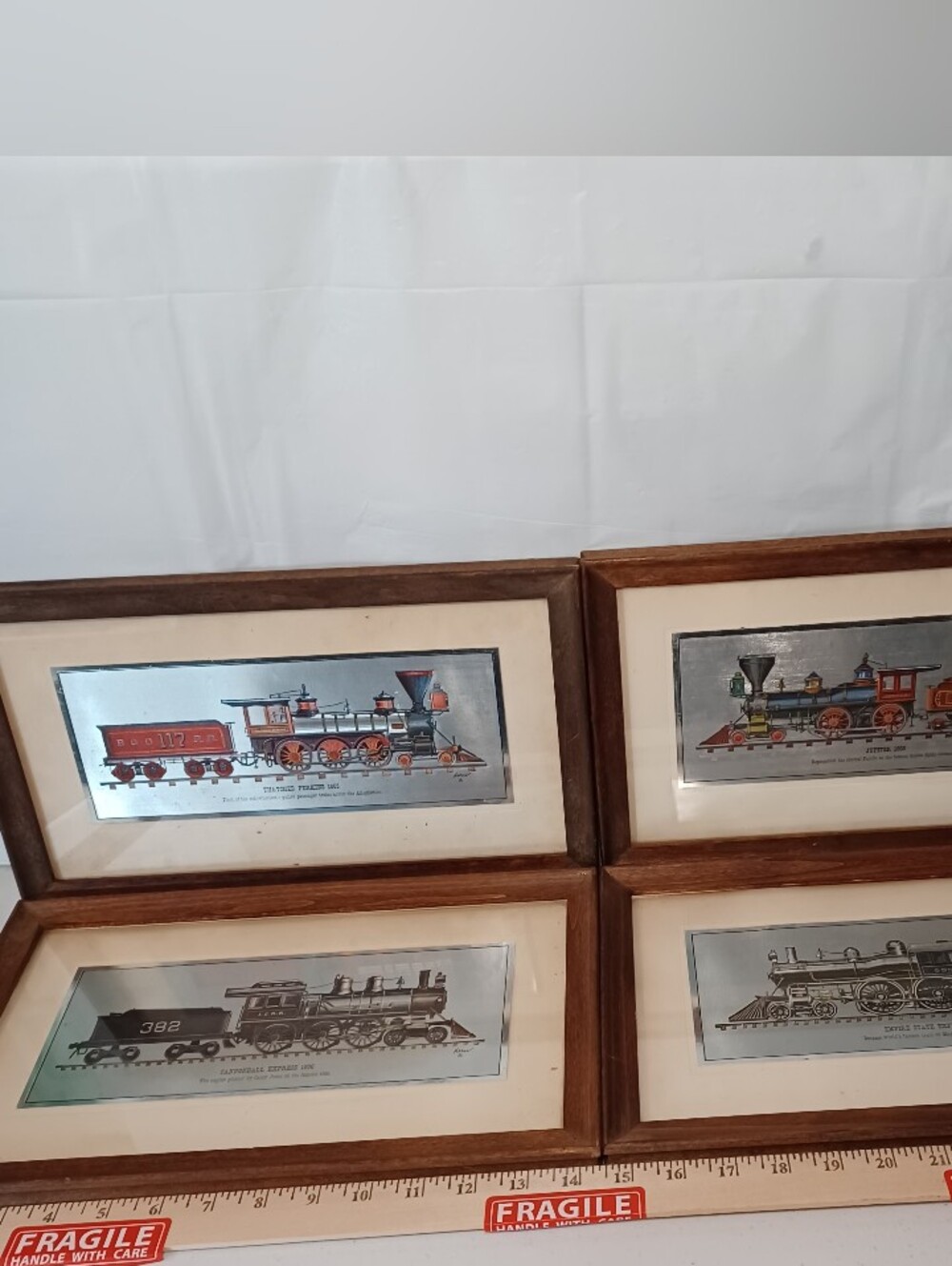 Vintage Robert Kern Historic Framed LocomotiveTrain Foil Etching Framed Prints